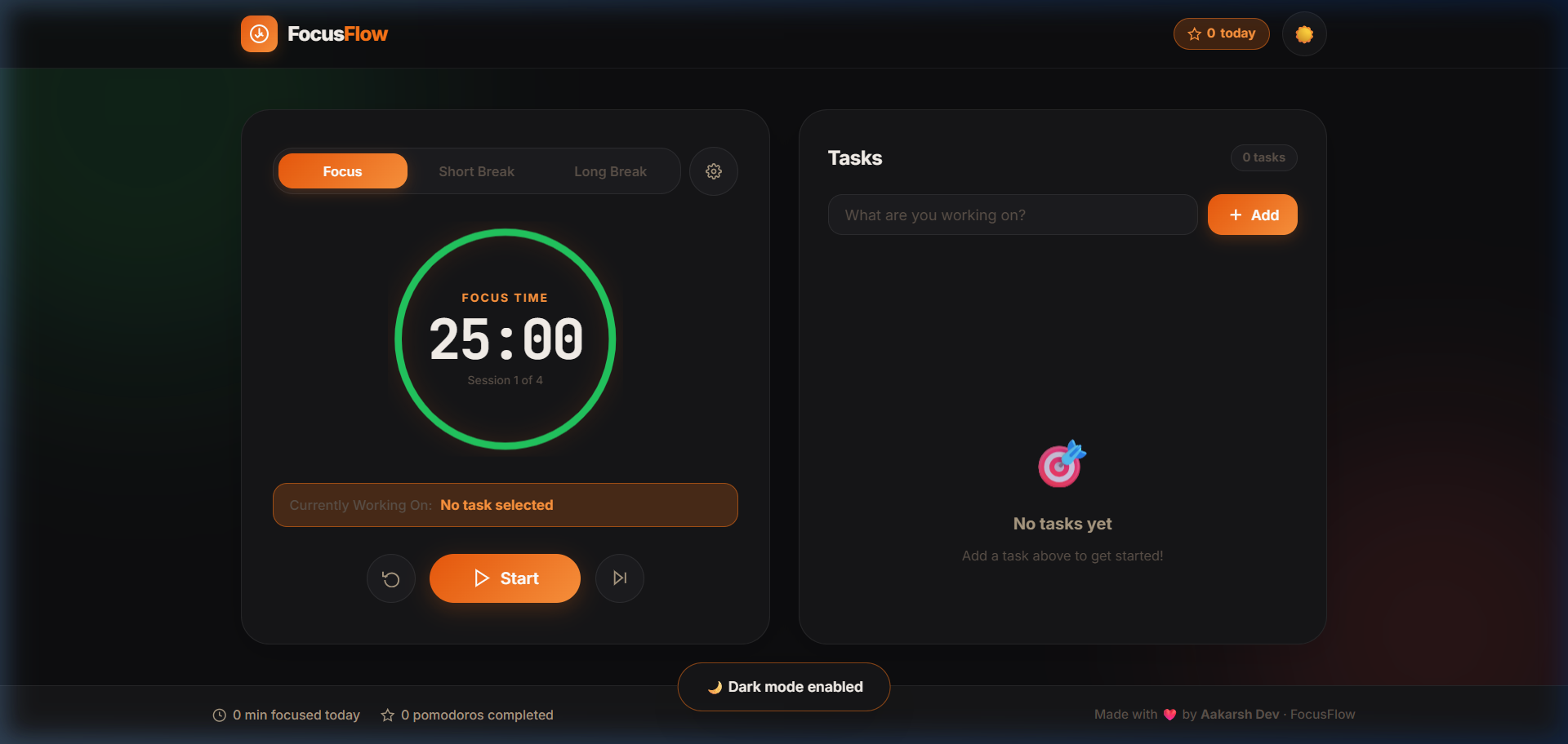 FocusFlow Pomodoro App