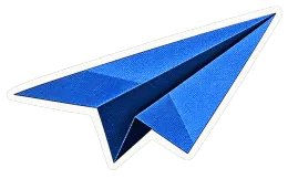 A cobalt-blue paper plane